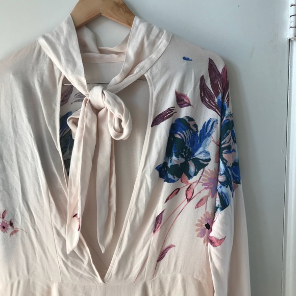 Free People High Neck Blush Floral Mini Dress 834 - Picture 5 of 8